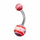 Red/Purple Acrylic Aztec Belly Bar Navel Button Ring
