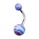 Blue/Pink Acrylic Aztec Belly Bar Navel Button Ring
