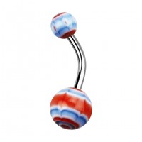Blue/Red Acrylic Aztec Belly Bar Navel Button Ring