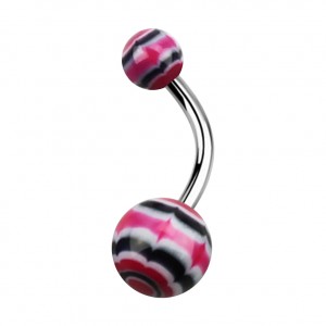 Black/Red Acrylic Aztec Belly Bar Navel Button Ring