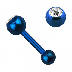 Knorpel-Piercing Eloxiert Blau Kugel 4 mm Strass Weiß