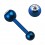 Knorpel-Piercing Eloxiert Blau Kugel 4 mm Strass Wei&szlig;
