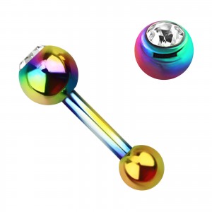Knorpel-Piercing Eloxiert Mehrfarbig Kugel 4 mm Strass Wei&szlig;