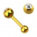 Knorpel-Piercing Eloxiert Gold Kugel 4 mm Strass Wei&szlig;