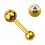 Knorpel-Piercing Eloxiert Gold Kugel 4 mm Strass Wei&szlig;