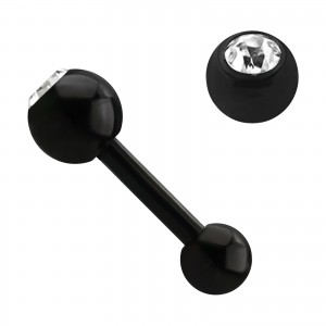 Knorpel-Piercing Eloxiert Schwarz Kugel 4 mm Strass Weiß