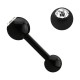 Knorpel-Piercing Eloxiert Schwarz Kugel 4 mm Strass Weiß