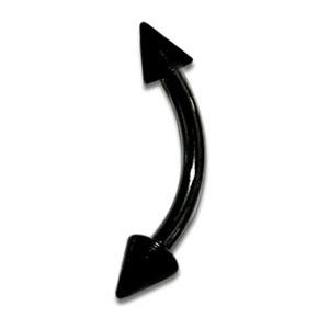 Augenbrauenpiercing Blackline Eloxiert Schwarz mit Spitzen