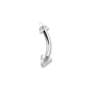 Transparent Acrylic Eyebrow Curved Bar Ring w/ Spikes