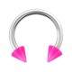Spikes Opaque Pink Acrylic Circular Barbell Ring