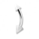White Acrylic Eyebrow Curved Bar Ring w/ Spikes
