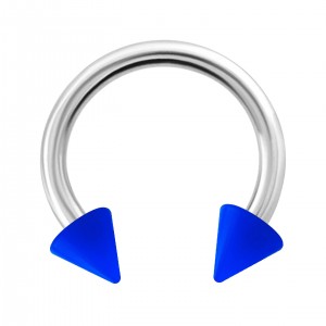 Spikes Opaque Dark Blue Acrylic Circular Barbell Ring