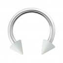 Spikes Opaque White Acrylic Circular Barbell Ring