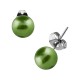 Green Fake Pearl Balls Earrings Ear Stud Pair