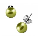 Olive Fake Pearl Balls Earrings Ear Stud Pair
