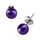 Purple Fake Pearl Balls Earrings Ear Stud Pair
