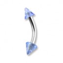 Transparent Light Blue Acrylic Eyebrow Curved Bar Ring w/ Spikes