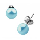 Turquoise Fake Pearl Balls Earrings Ear Stud Pair