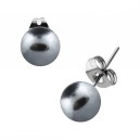 Gray Fake Pearl Balls Earrings Ear Stud Pair