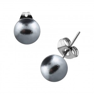 Ohrringe Stud Kugeln Falsche Perle Grau