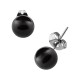 Black Fake Pearl Balls Earrings Ear Stud Pair