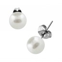 Pure White Fake Pearl Balls Earrings Ear Stud Pair