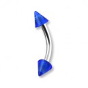 Transparent Blue Acrylic Eyebrow Curved Bar Ring w/ Spikes
