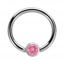 CBR-Piercing-Ring Chirurgenstahl 316L Zirkonia Rosa
