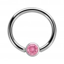 Pink Zirconia 316L Surgical Steel CBR Piercing Ring
