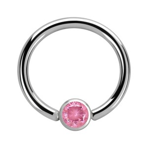 CBR-Piercing-Ring Chirurgenstahl 316L Zirkonia Rosa
