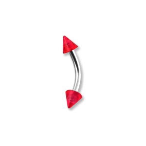 Transparent Red Acrylic Eyebrow Curved Bar Ring w/ Spikes