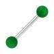 Two Balls Green Opaque Acrylic Tongue Barbell Ring