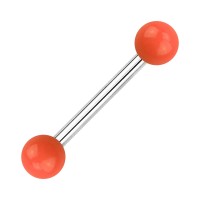 Two Balls Orange Opaque Acrylic Tongue Barbell Ring