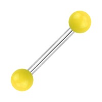 Two Balls Yellow Opaque Acrylic Tongue Barbell Ring