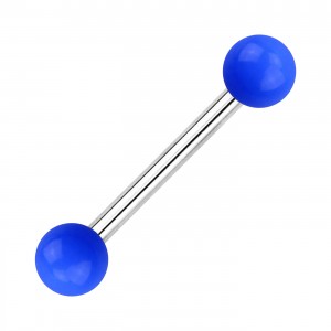 Two Balls Dark Blue Opaque Acrylic Tongue Barbell Ring