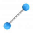 Two Balls Light Blue Opaque Acrylic Tongue Barbell Ring