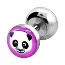 Panda Print Round 316L Steel Ear Ring Fake Plug