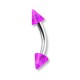 Transparent Purple Acrylic Eyebrow Curved Bar Ring w/ Spikes
