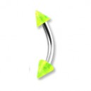 Transparent Green Acrylic Eyebrow Curved Bar Ring w/ Spikes