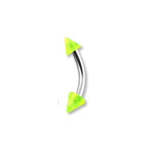 Transparent Green Acrylic Eyebrow Curved Bar Ring w/ Spikes