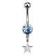 Piercing Ombligo Acero 316L Strass Azul Claro Colgante Estrella