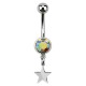 Piercing Ombligo Acero 316L Strass Multicolor Colgante Estrella