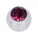 Boule Piercing Acrylique Transparent Strass Violet