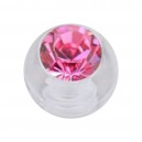Boule Piercing Acrylique Transparent Strass Rose