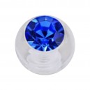 Boule Piercing Acrylique Transparent Strass Bleu Foncé