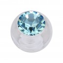 Boule Piercing Acrylique Transparent Strass Turquoise