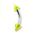 Transparent Yellow Acrylic Eyebrow Curved Bar Ring w/ Spikes