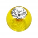 White Strass Yellow Acrylic 1.6mm/14G Piercing Loose Ball