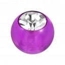 White Strass Purple Acrylic 1.6mm/14G Piercing Loose Ball