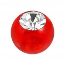 White Strass Red Acrylic 1.6mm/14G Piercing Loose Ball